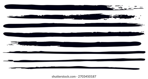Conjunto moderno con pinceladas negras. Ilustración Abstractas con pinceladas. Colección de mosaico geométrico. Patrón dibujado a mano con textura de Vector.