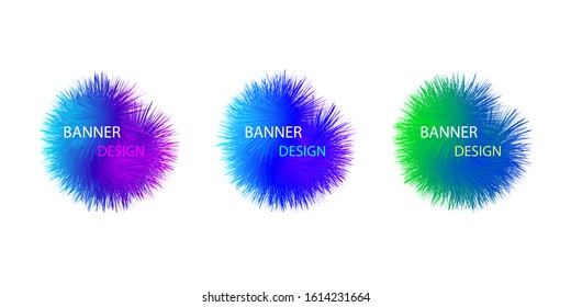  Modern set of bright abstract banners.Gradient trendy colors for design.Set for advertising labels .Multi-colored fur .Vector illustration.