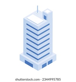 Modern Set of Corporate Buildings Isometric Icons 

