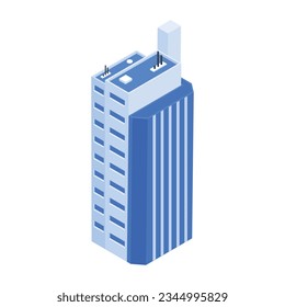 Modern Set of Corporate Buildings Isometric Icons 

