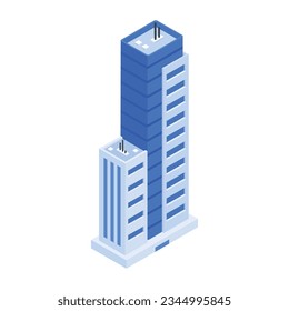 Modern Set of Corporate Buildings Isometric Icons 

