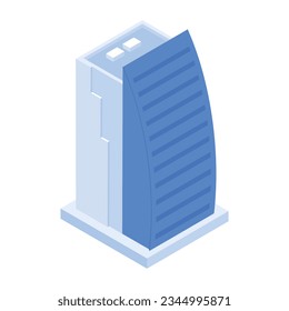 Modern Set of Corporate Buildings Isometric Icons 

