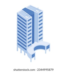 Modern Set of Corporate Buildings Isometric Icons 

