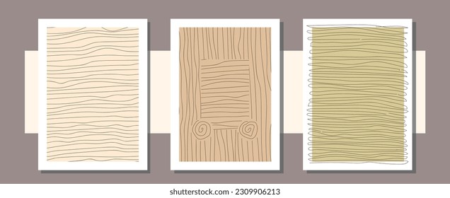 Modernes Set kreativer minimalistischer abstrakter Kompositionen, handgemalte Kunstwerke, ideal für die Wanddekoration, als Postkarte oder Broschürendesign, Vektorgrafik.