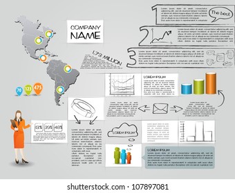 Modern set elements of infographics. Map of America and Information Graphics