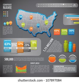 Modern set elements of infographics. Map of USA and Information Graphics