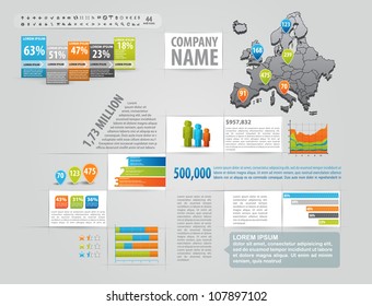 Modern set elements of infographics. Map of Europe and Information Graphics