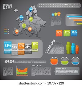 Modern set elements of infographics. Map of Europe and Information Graphics