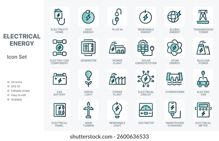 Modern set energy efficiency concept and electricity icon