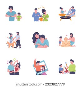 Modern Set of Family Flat Illustrations 

