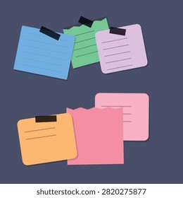 A modern set of flat design document folders in vibrant colors stacked and arranged on a dark background.