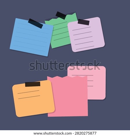 A modern set of flat design document folders in vibrant colors stacked and arranged on a dark background.