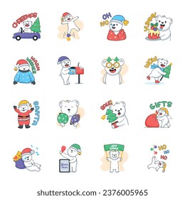 Modern Set of Flat Style Christmas Preparation Stickers 

