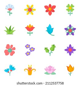 Modern Set of Flowers Flat Icons with Editable Facility 

