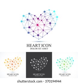 Modern set icon heart. Heart logo. Vector template for medicine, science, technology , chemistry, biotechnology.