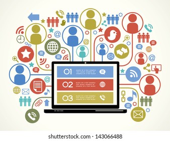 A modern set of infographics and icons Social Media. Abstract infographics design. Social network, communication in the global computer networks.