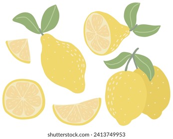 Modern set of lemons isolated on white background