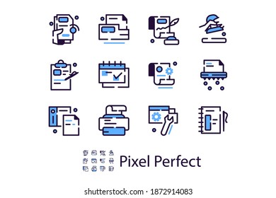 Modern set of linear icons on the topic of documents