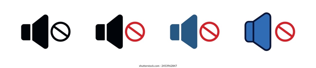 Icono de volumen silencioso moderno. Silenciar audio y multimedia. Simple símbolo de sonido. Iconos de volumen gráficos aislados en el diseño de Vectores