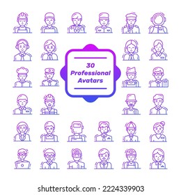 Modern set of people avatars, various human characters staff. Premium quality symbol collection. Simple mono pictogram pack. vector logo concept for web graphics.