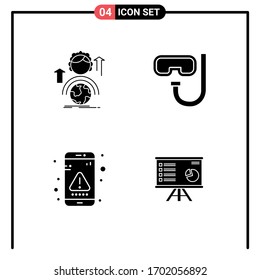 Conjunto moderno de glifos sólidos Pictograma de habilidades; aplicación; global; gafas; elementos de diseño de vectores editables de interacción