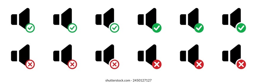 Modern set sound. Simple mute volume. Isolated graphic illustration On and Off volume. Mute audio icons in vector design