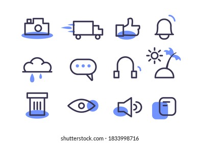 Modern set of tech icons in flat style