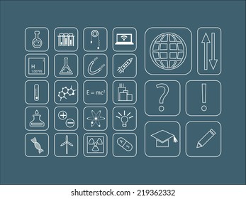 Modern set of thin line icons of science for web and mobile. Vector illustration.