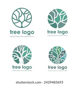 modern set of tree logo templates