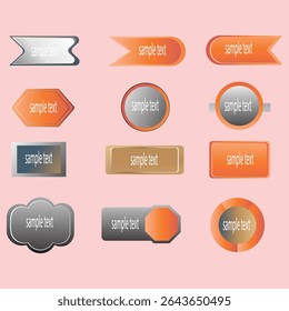 A modern set of vector badges, labels, and ribbons featuring fluid gradients and minimalist designs for promotions.