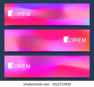 Modern set of vector banner. Abstract fluid 3d shapes vector trendy liquid colors backgrounds set. Colored fluid graphic composition illustration
