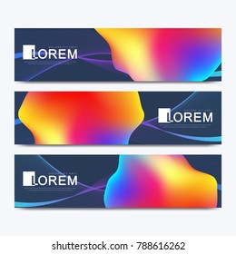 Modern set of vector banner. Abstract fluid 3d shapes vector trendy liquid colors backgrounds set. Colored fluid graphic composition illustration