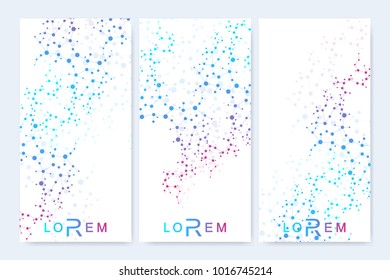 Modern set of vector flyers, banners. Geometric abstract presentation. Molecule and communication background for medicine, science, technology, chemistry