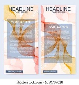 Modern set of vector flyers, banners. Geometric abstract presentation. Molecule and communication background for medicine, science, technology, chemistry