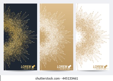 Modern set of vector flyers. Molecule and communication background. 