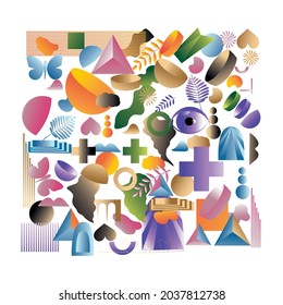 Modern set of vector gradient elements and shapes, details for creating design