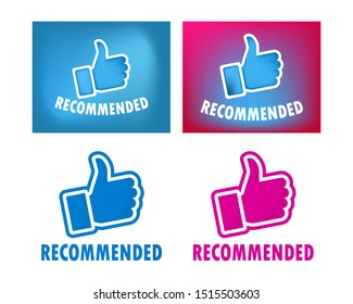 Modern Set Vector illustration banner recommended with thumbs up.