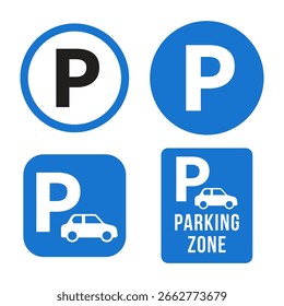 Conjunto moderno de iconos de estacionamiento de Vector para carretera