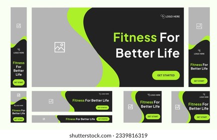 Modern set of web page design templates for body fitness, online courses, gym tutorials. vector illustration eps 10 file format