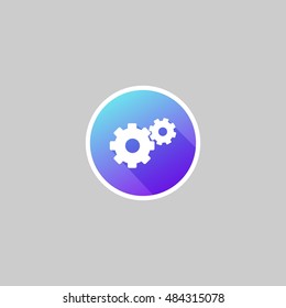Modern Setting or Gear Icon with Long Shadow
