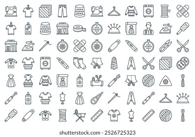 Icono de costura moderno. Perfecto para diseños de IU minimalistas con Vector, bola de lana, Regla, maniquí, camiseta, Regla, tabla de planchar y más iconos.