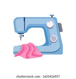 modern sewing machine, automatic tailor machine cartoon flat illustration vector isolated in white background