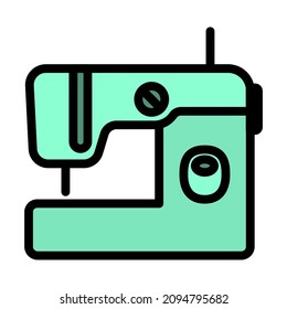 Modern Sewing Machine Icon. Editable Bold Outline With Color Fill Design. Vector Illustration.