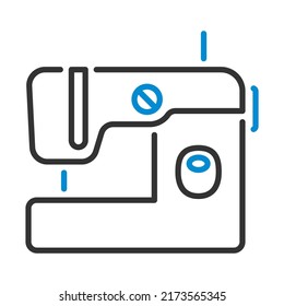 Modern Sewing Machine Icon. Editable Bold Outline With Color Fill Design. Vector Illustration.