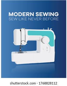 Modern Sewing Machine Illustration Poster Flyer Design 