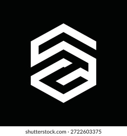 Logotipo moderno del monograma del SG con las letras entrelazadas en un hexágono