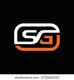 Logotipo moderno do monograma SG em branco e laranja
