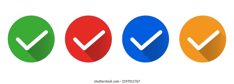 Modern shaded checkmark icon set. Tick symbol set. Vector.