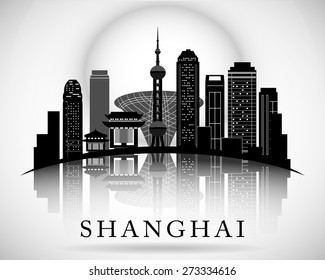 Modern Shanghai city skyline design. China