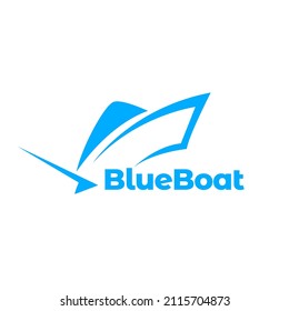 modern shape blue boat logo design, vector graphic symbol icon sign illustration